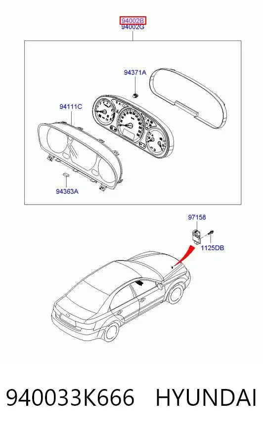 Приладова дошка-щиток приладів 940033K666 Hyundai/Kia