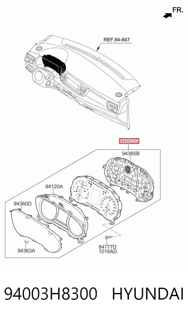 Приладова дошка-щиток приладів 94003H8300 Hyundai/Kia