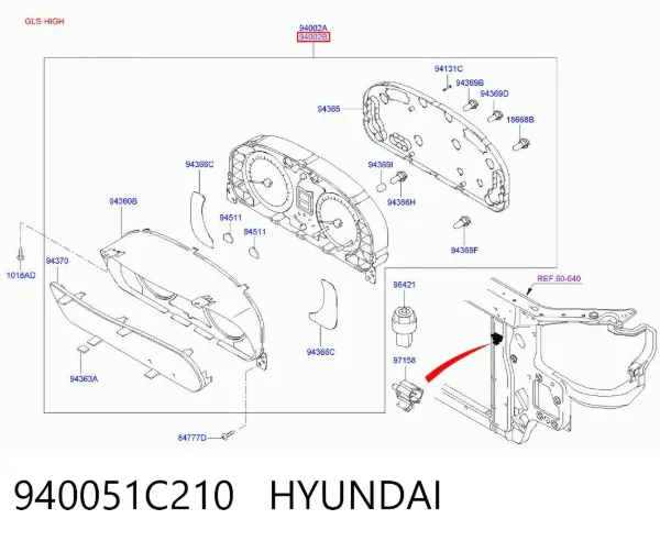 Приладова дошка-щиток приладів 940051C210 Hyundai/Kia