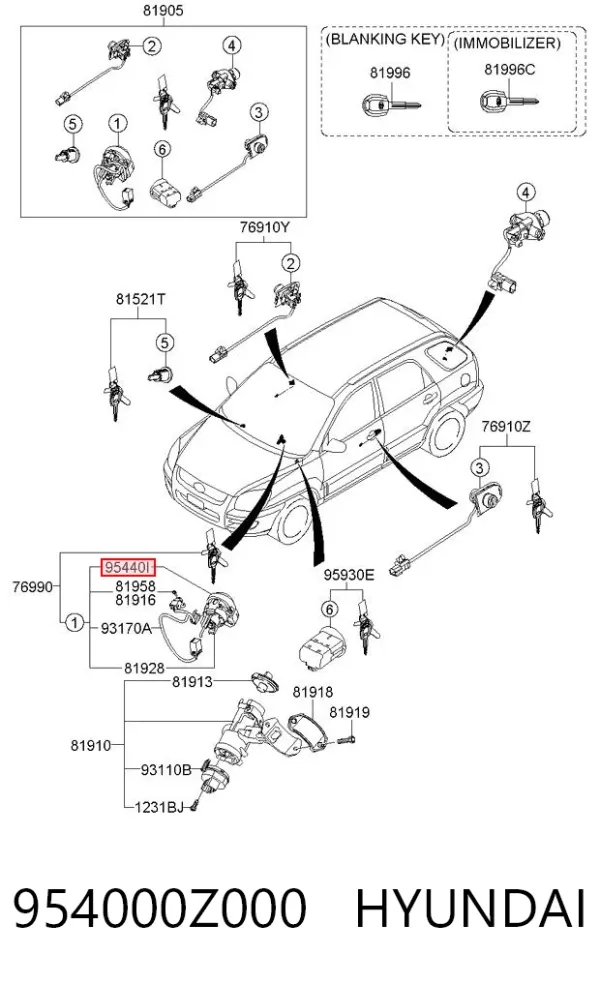 Антена/кільце имобілайзера 954000Z000 Hyundai/Kia