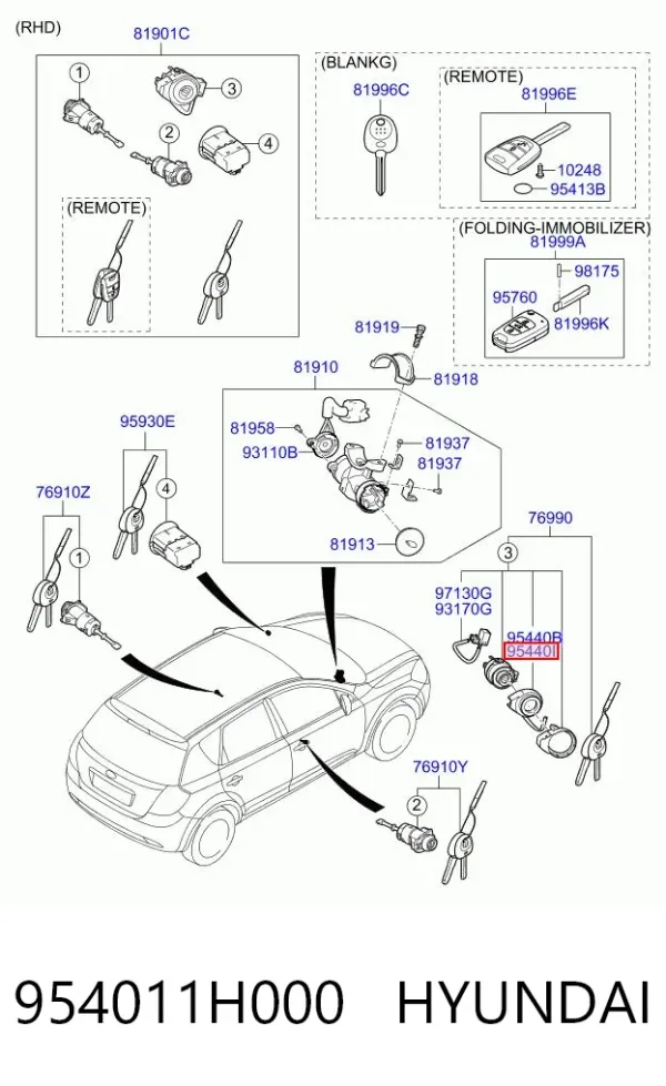 Антена/кільце имобілайзера 954011H000 Hyundai/Kia