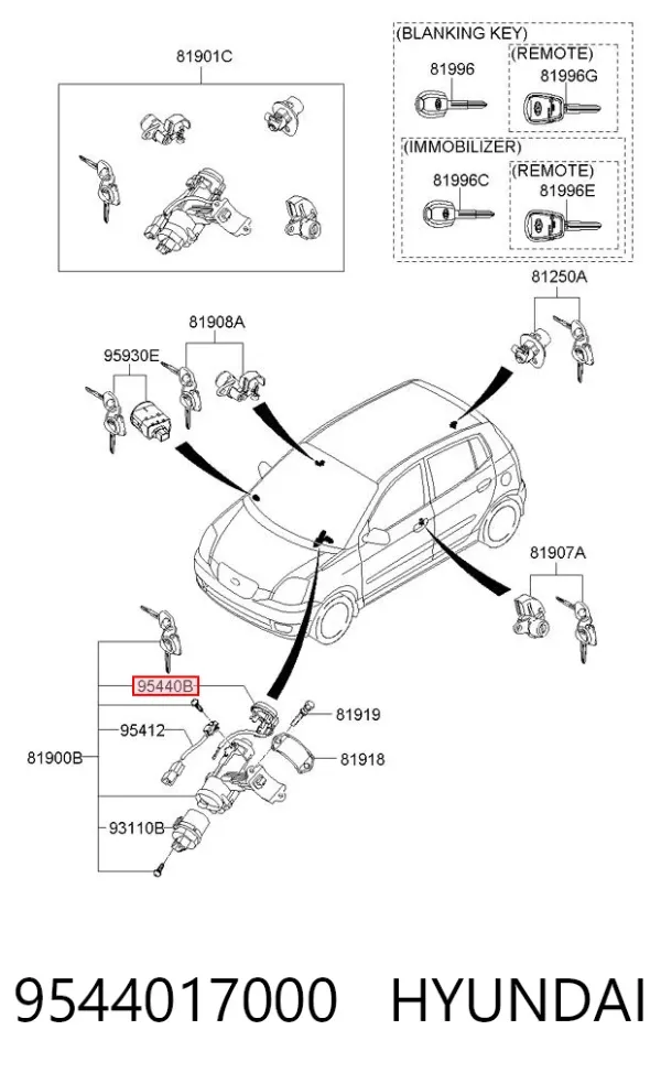 Антена/кільце имобілайзера 9544017000 Hyundai/Kia
