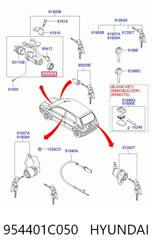 Антена/кільце имобілайзера 954401C050 Hyundai/Kia