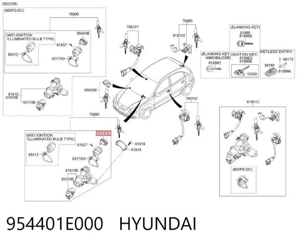 Антена/кільце имобілайзера 954401E000 Hyundai/Kia