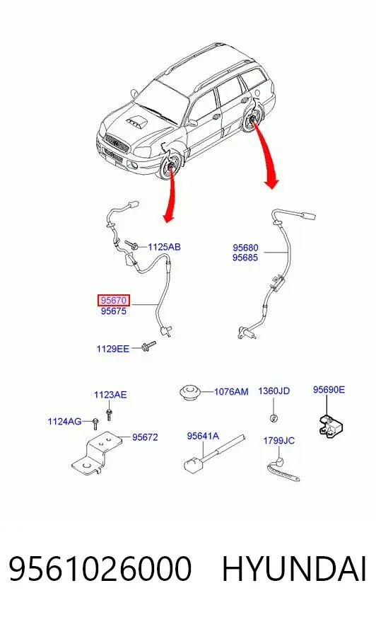 Датчик АБС (ABS) передній, лівий 9561026000 Hyundai/Kia