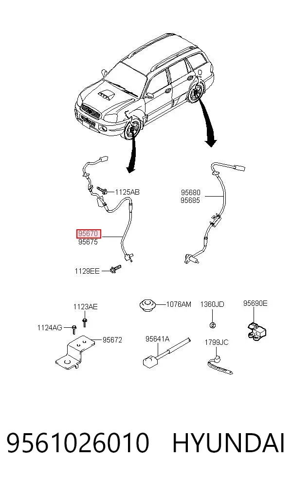 Датчик АБС (ABS) передній, лівий 9561026010 Hyundai/Kia