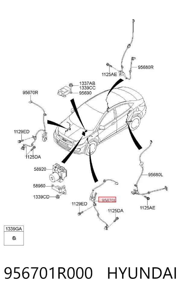 Датчик АБС (ABS) передній, лівий 956701R000 Hyundai/Kia