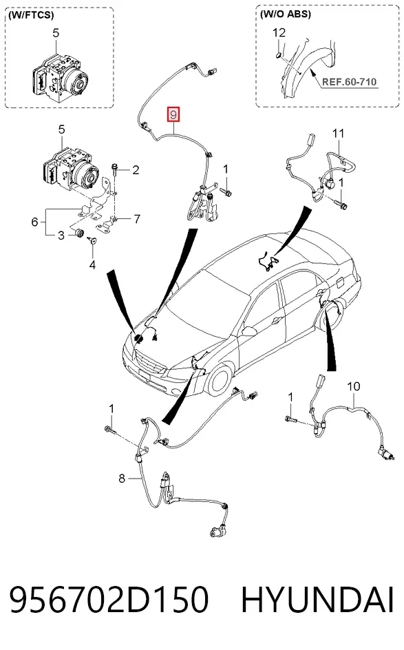 Датчик АБС (ABS) передній, правий 956702D150 Hyundai/Kia
