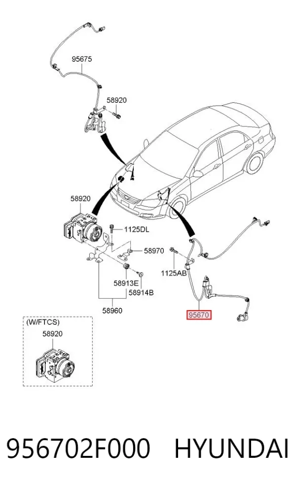 Датчик АБС (ABS) передній, лівий 956702F000 Hyundai/Kia