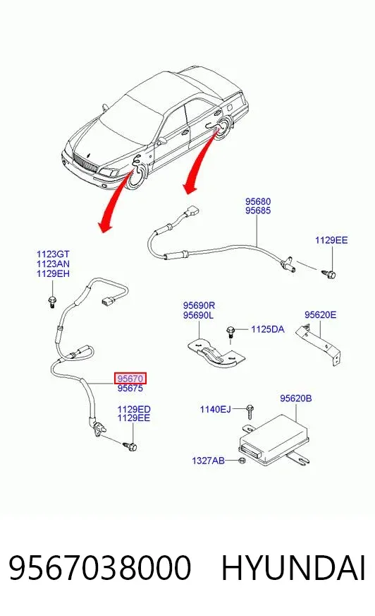 Датчик АБС (ABS) передній, лівий 9567038000 Hyundai/Kia
