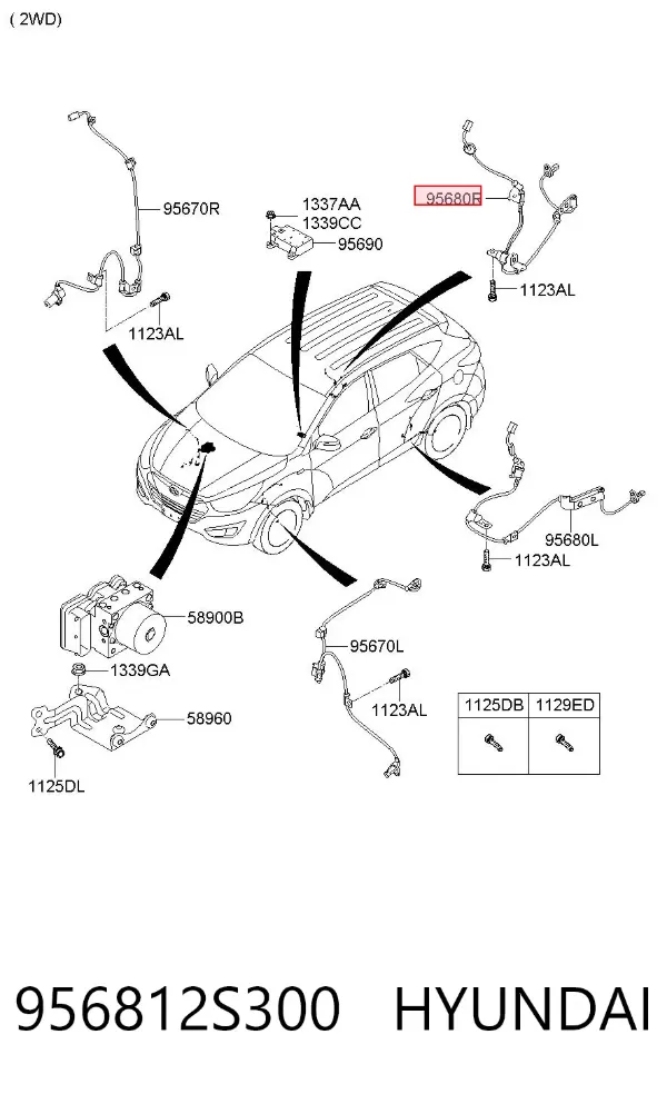 Датчик АБС (ABS) задній, правий 956812S300 Hyundai/Kia