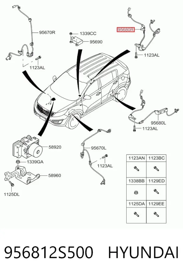 Датчик АБС (ABS) задній, правий 956812S500 Hyundai/Kia