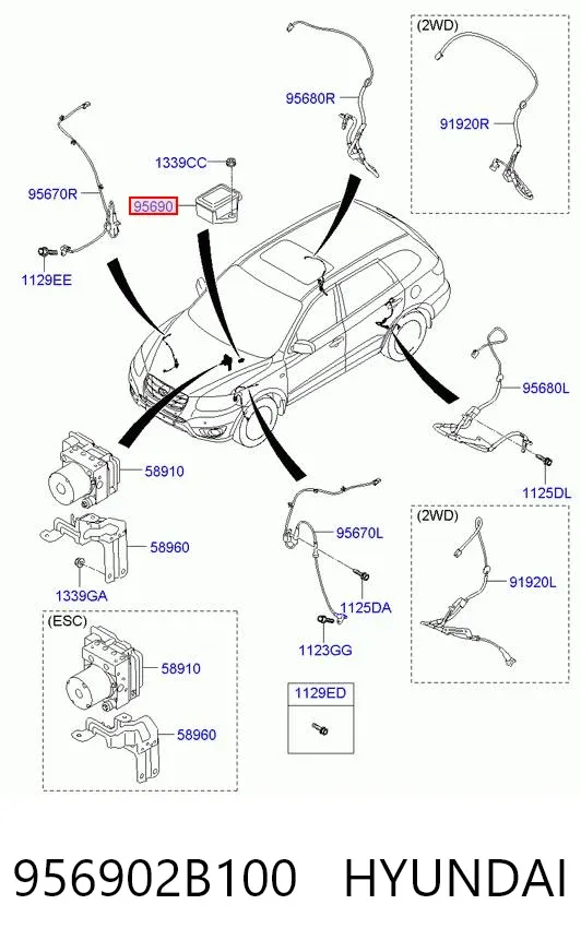 Датчик поперечного прискорення (ESP) 956902B100 Hyundai/Kia