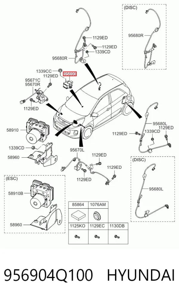 Датчик поперечного прискорення (ESP) 956904Q100 Hyundai/Kia