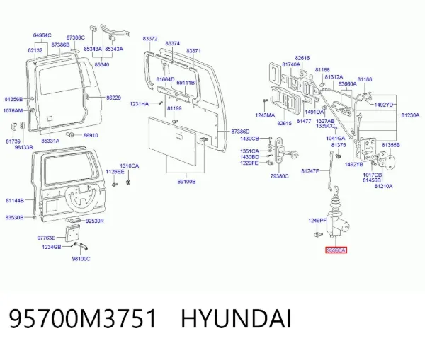 Мотор-привід відкр/закр. замка багажника/двері 3/5-ї 95700M3751 Hyundai/Kia