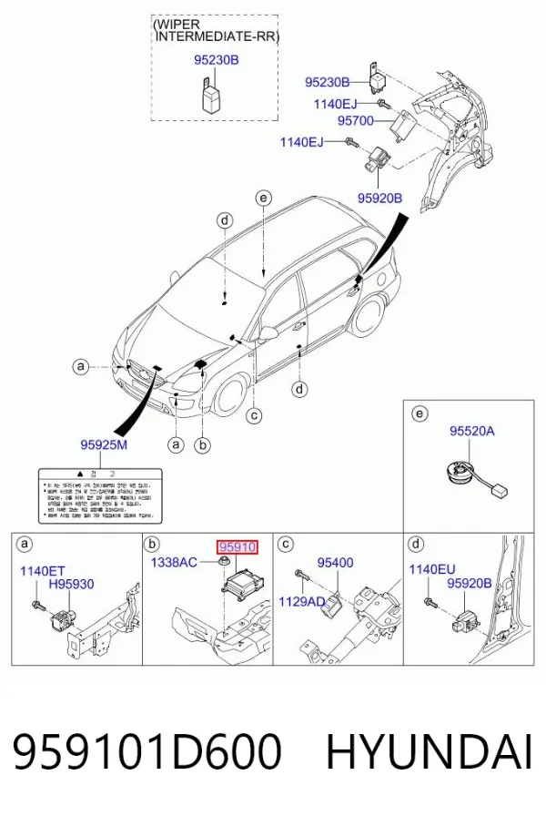 Модуль-процесор керування подушки безпеки 959101D600 Hyundai/Kia