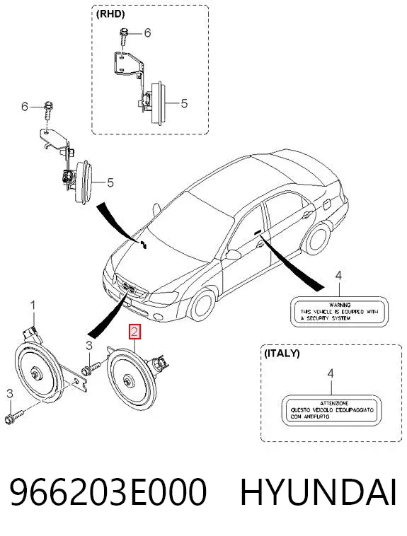 Сигнал звуковий (клаксон) 966203E000 Hyundai/Kia