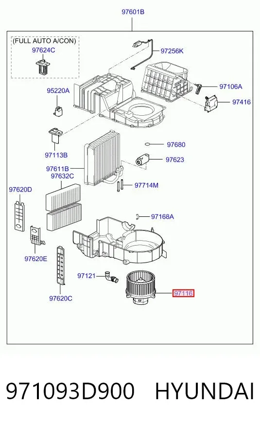 Вентилятора пічки 971093D900 Hyundai/Kia