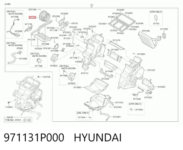 Вентилятора пічки 971131P000 Hyundai/Kia