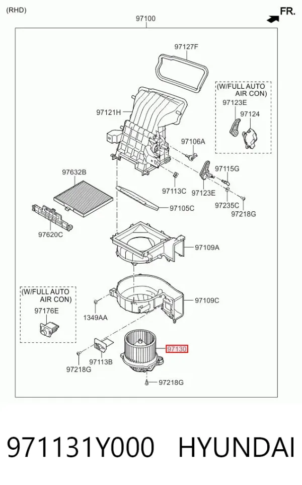 Вентилятора пічки 971131Y000 Hyundai/Kia