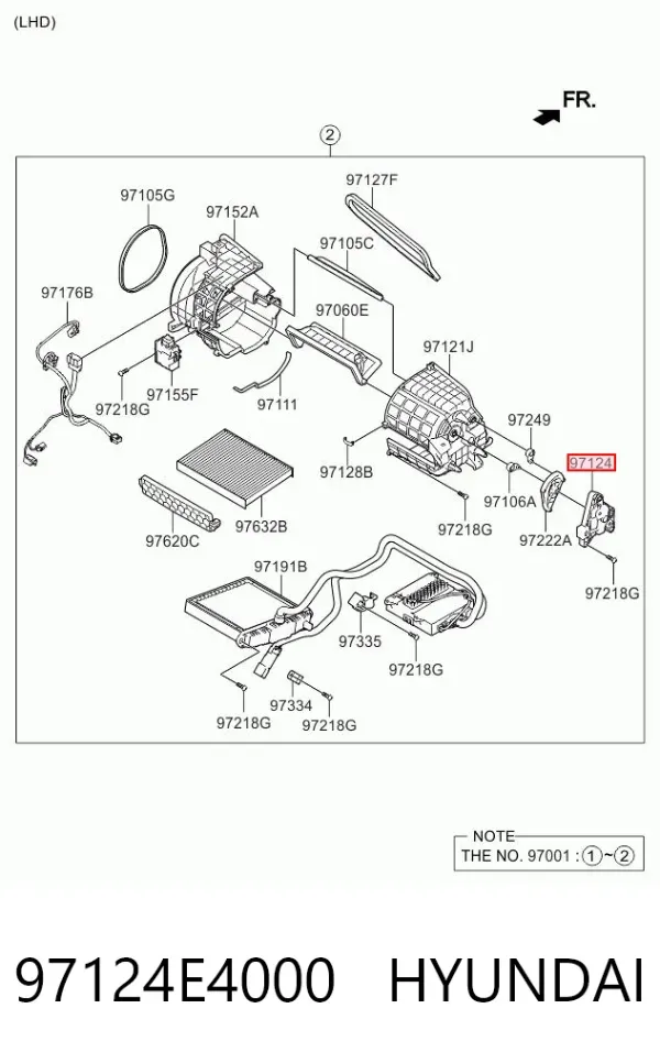 Привід заслінки печі 97124E4000 Hyundai/Kia