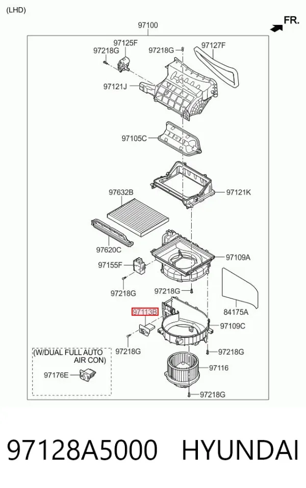 Резистор пічки 97128A5000 Hyundai/Kia