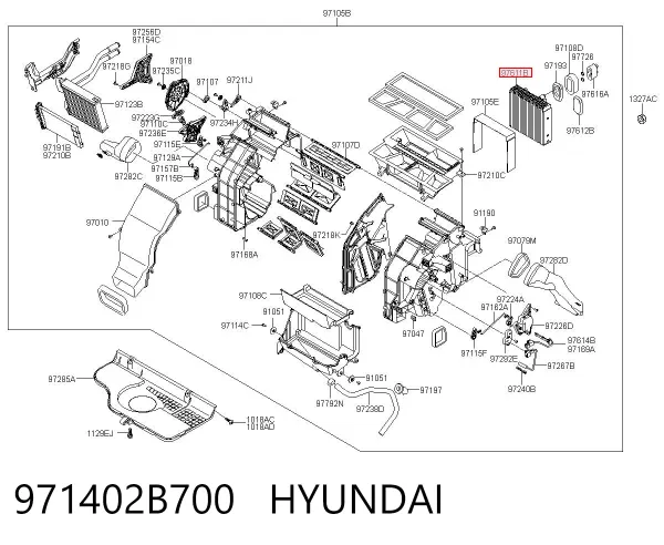 Випаровувач кондиціонера 971402B700 Hyundai/Kia