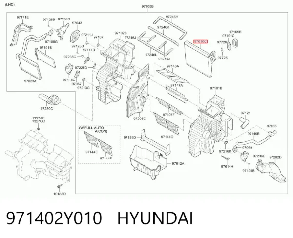 Випаровувач кондиціонера 971402Y010 Hyundai/Kia