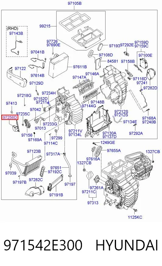 Привід заслінки печі 971542E300 Hyundai/Kia