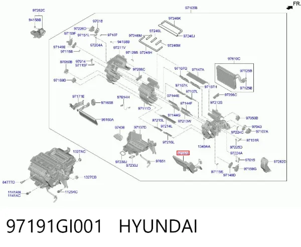 Електропідігрівач повітря системи опалення салону 97191GI001 Hyundai/Kia