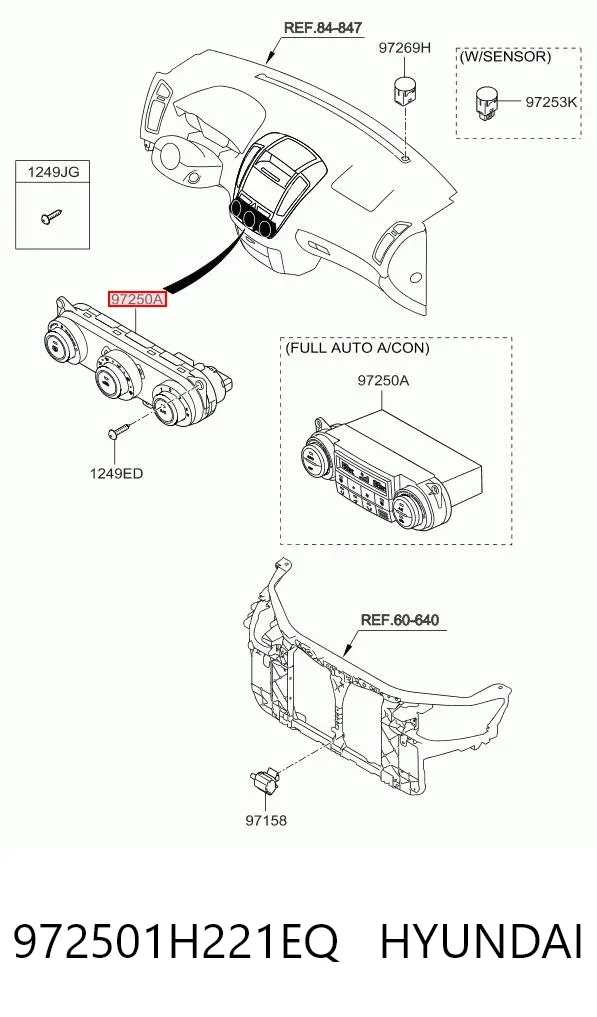 Блок управління кондиціонером 972501H221EQ Hyundai/Kia