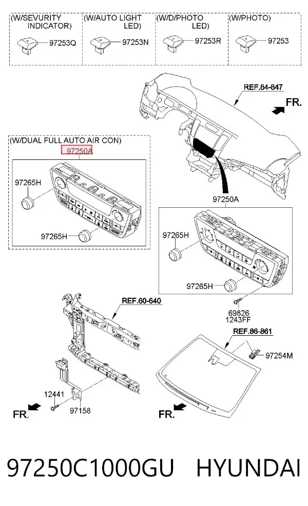 Блок управління кондиціонером 97250C1000GU Hyundai/Kia