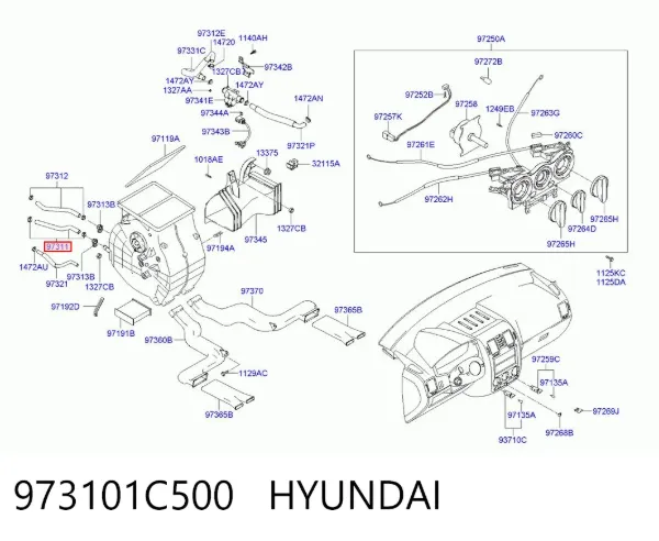 Шланг радіатора опалювача/пічки, подача 973101C500 Hyundai/Kia