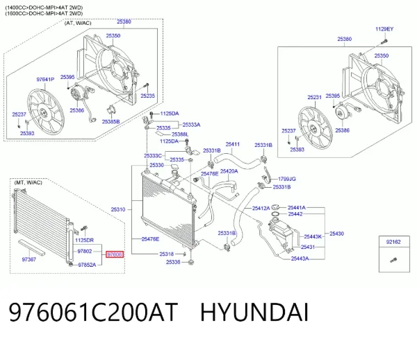 Радіатор кондиціонера 976061C200AT Hyundai/Kia