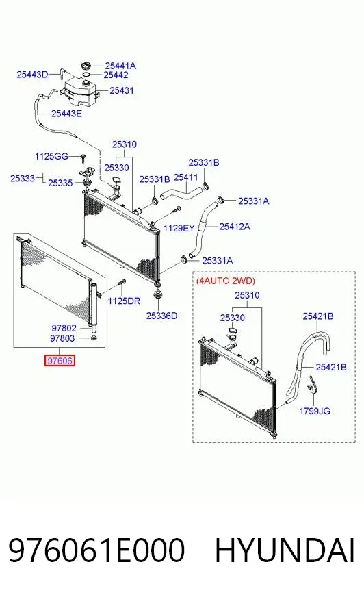 Радіатор кондиціонера 976061E000 Hyundai/Kia