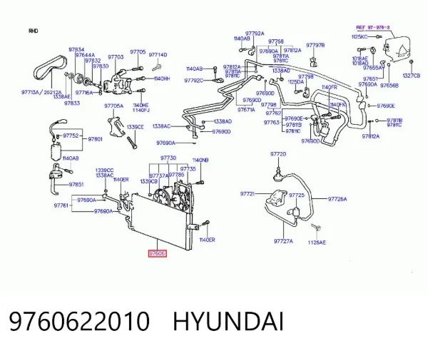 Радіатор кондиціонера 9760622010 Hyundai/Kia