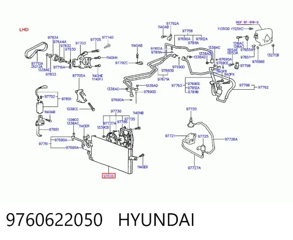 Радіатор кондиціонера 9760622050 Hyundai/Kia