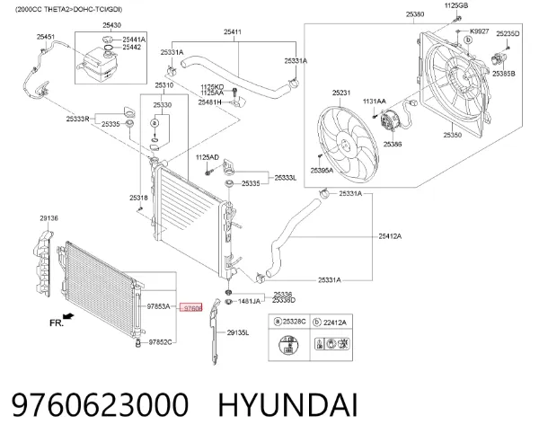 Радіатор кондиціонера 9760623000 Hyundai/Kia