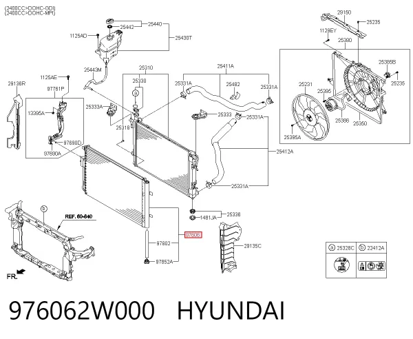 Радіатор кондиціонера 976062W000 Hyundai/Kia