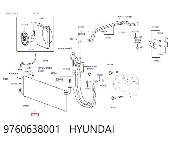 Радіатор кондиціонера 9760638001 Hyundai/Kia
