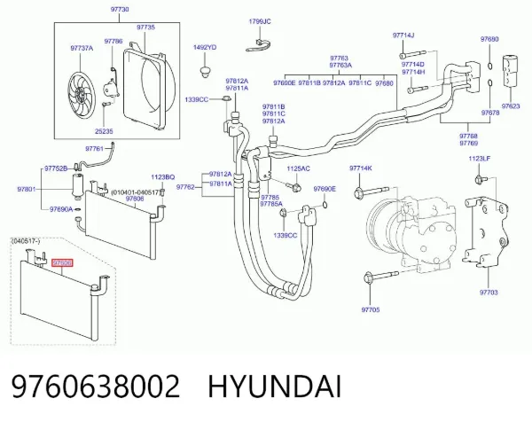 Радіатор кондиціонера 9760638002 Hyundai/Kia
