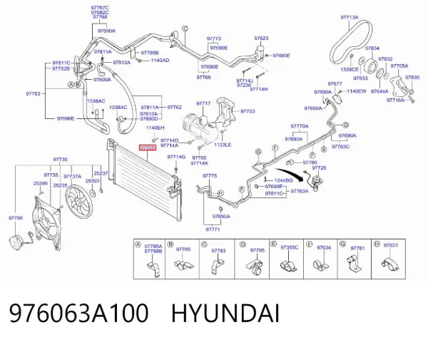Радіатор кондиціонера 976063A100 Hyundai/Kia