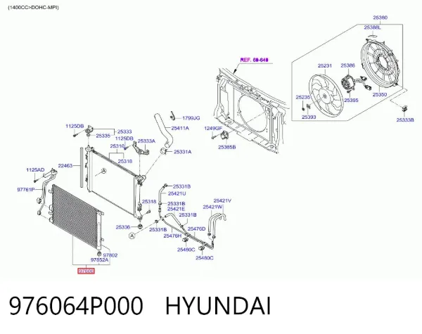 Радіатор кондиціонера 976064P000 Hyundai/Kia