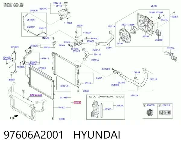 Радіатор кондиціонера 97606A2001 Hyundai/Kia