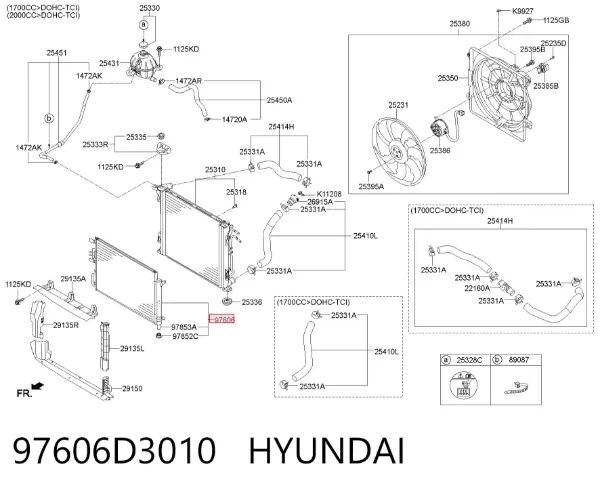 Радіатор кондиціонера 97606D3010 Hyundai/Kia