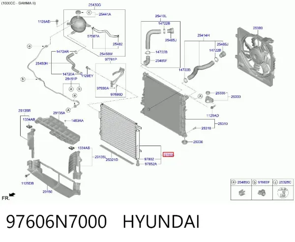 Радіатор кондиціонера 97606N7000 Hyundai/Kia