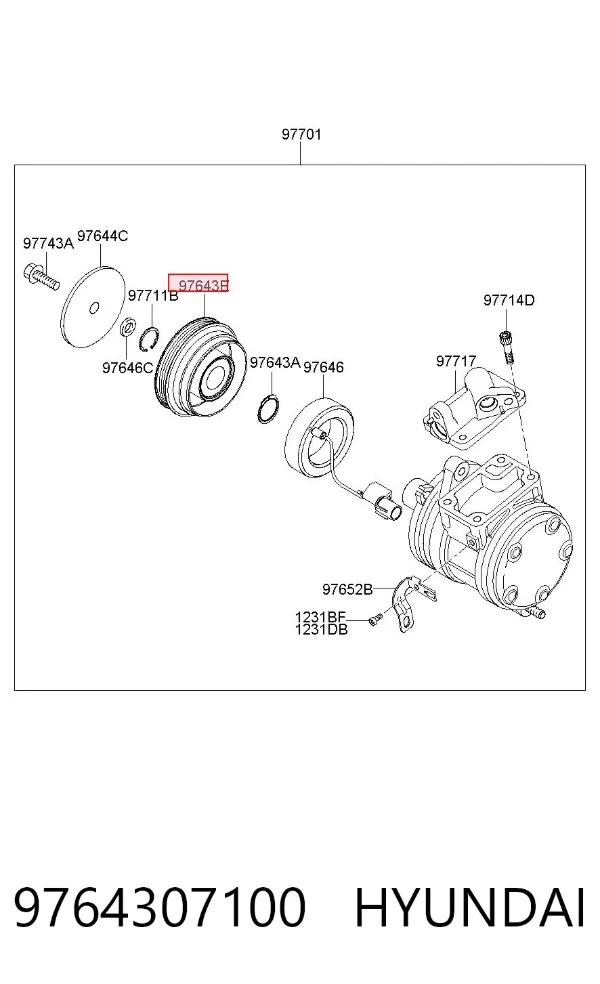 Шків компресора кондиціонера 9764307100 Hyundai/Kia
