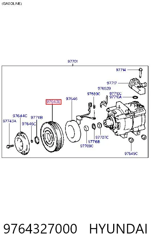 Шків компресора кондиціонера 9764327000 Hyundai/Kia