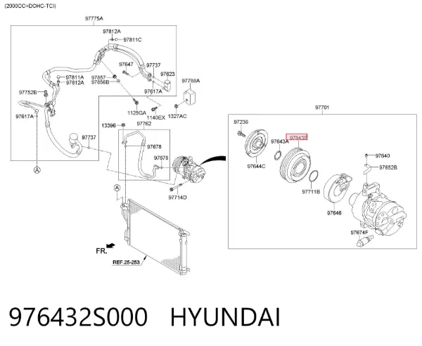 Шків компресора кондиціонера 976432S000 Hyundai/Kia