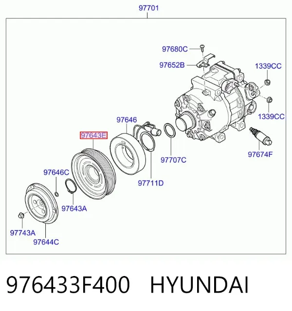 Шків компресора кондиціонера 976433F400 Hyundai/Kia